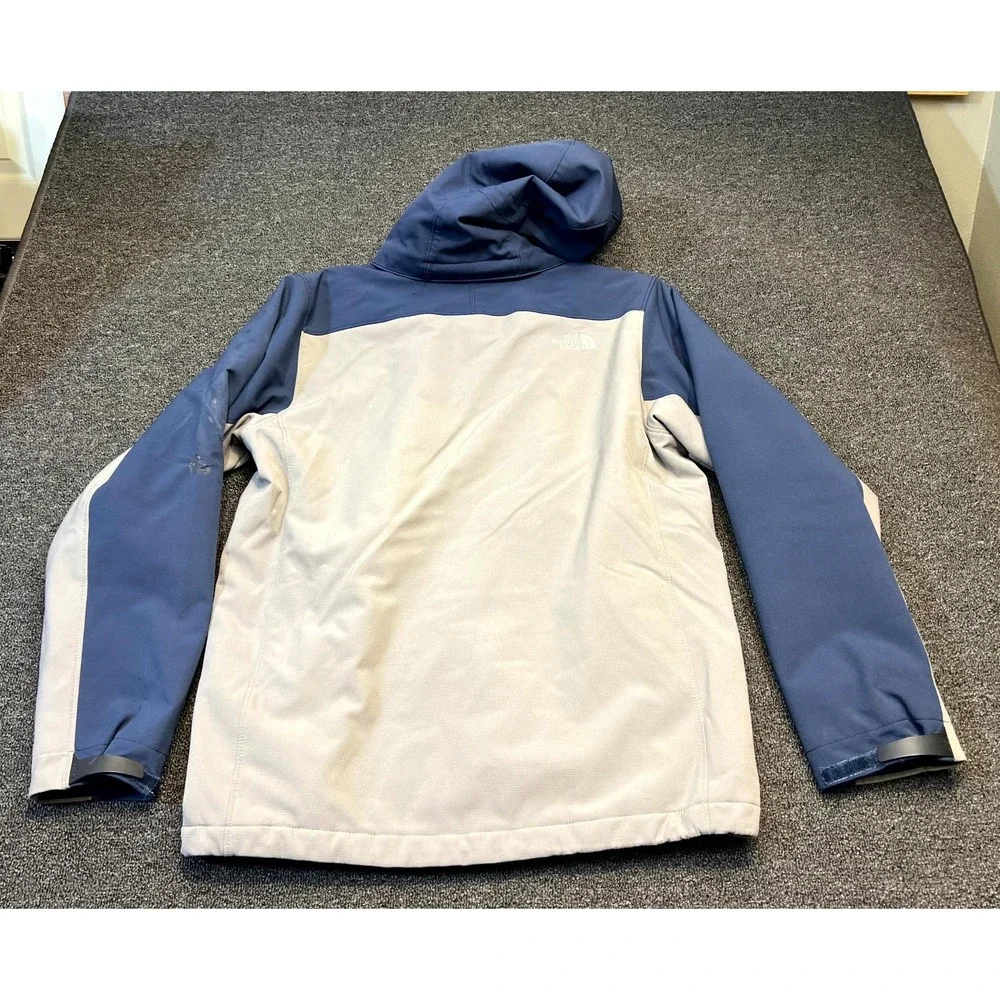 The North Face Primaloft Jacket Mens Large Blue Beige Insulated Softshell Hoodie